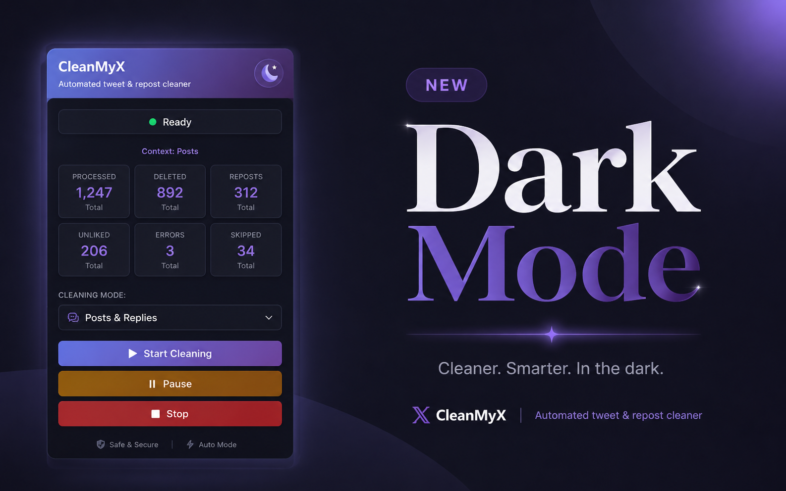 CleanMyX dark mode promotional visual